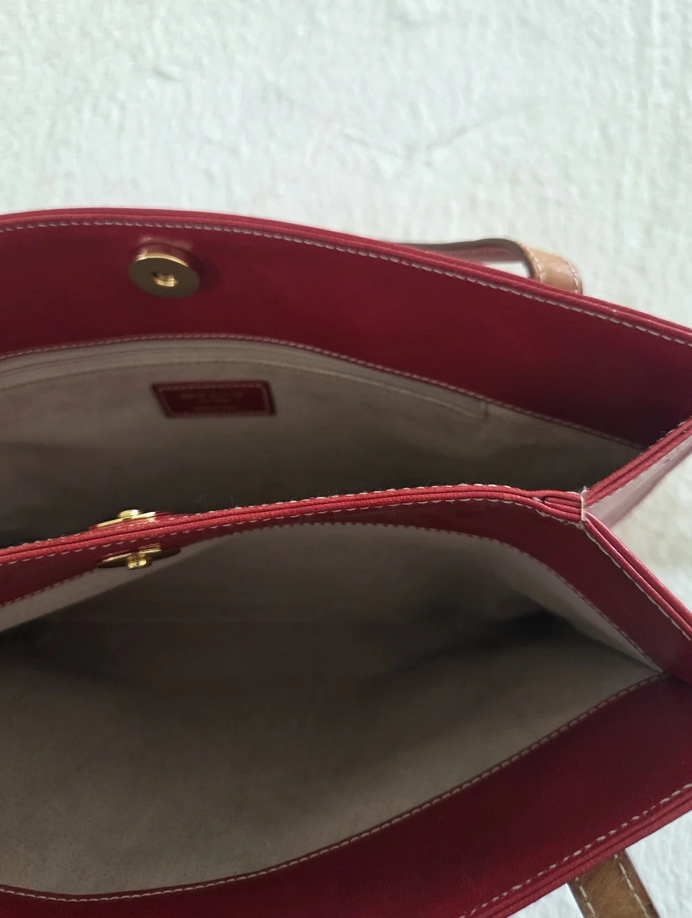 Vintage!!! Kate Spade ✨️ Red Leather Tote Bag with Tan Straps